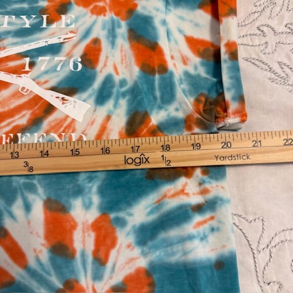 Grunt Style This We'll Defend Orange/Blue Tie Dye Women's T-Shirt | Size L - Picture 5 of 8